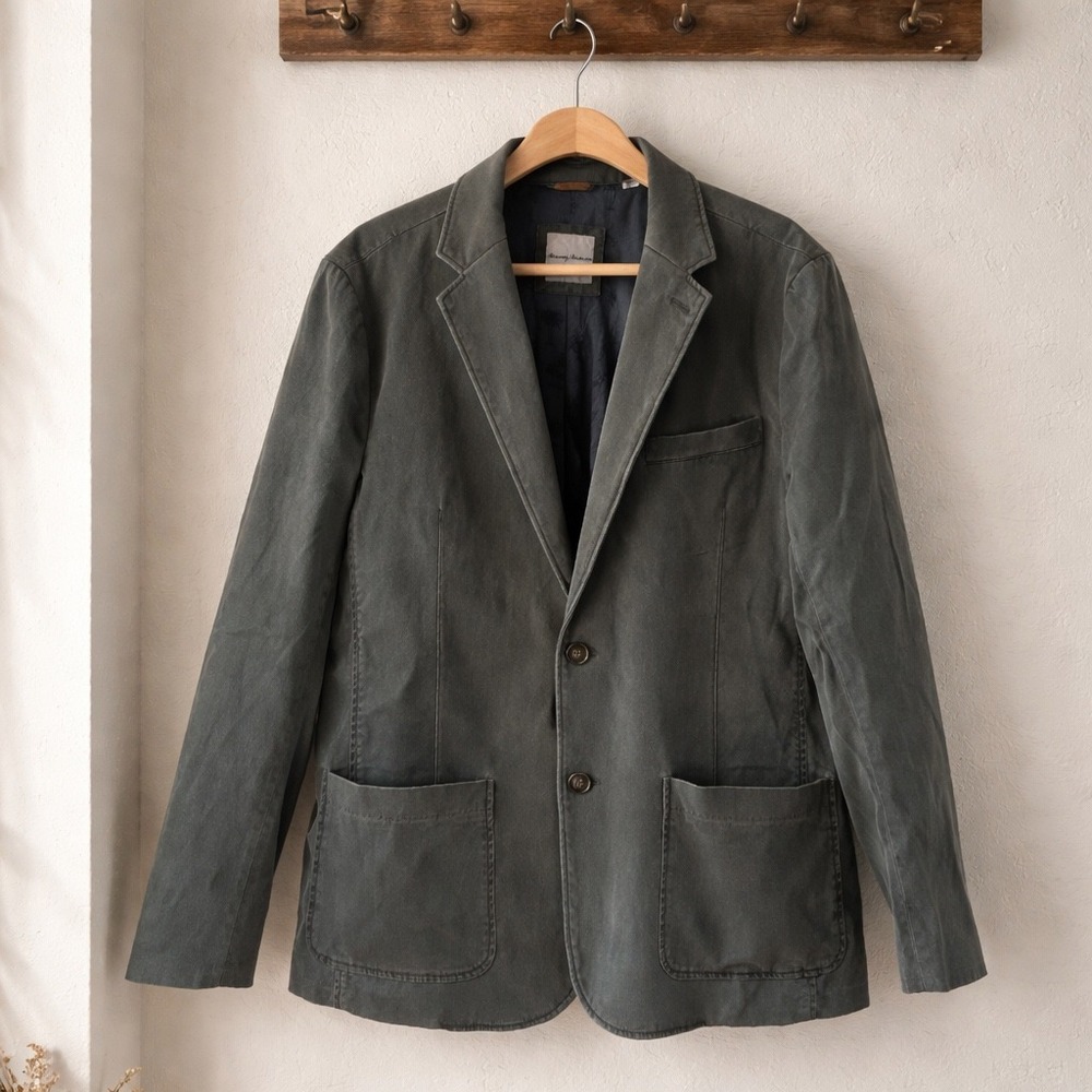 Tommy Bahama Boracay Blazer Mens Large Green Cotton Tencel Stretch Sport Coat